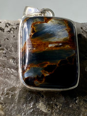 Natural Brown Pietersite 925 Silver Pendant (UV2108)