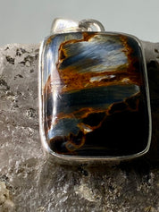 Natural Brown Pietersite 925 Silver Pendant (UV2108)