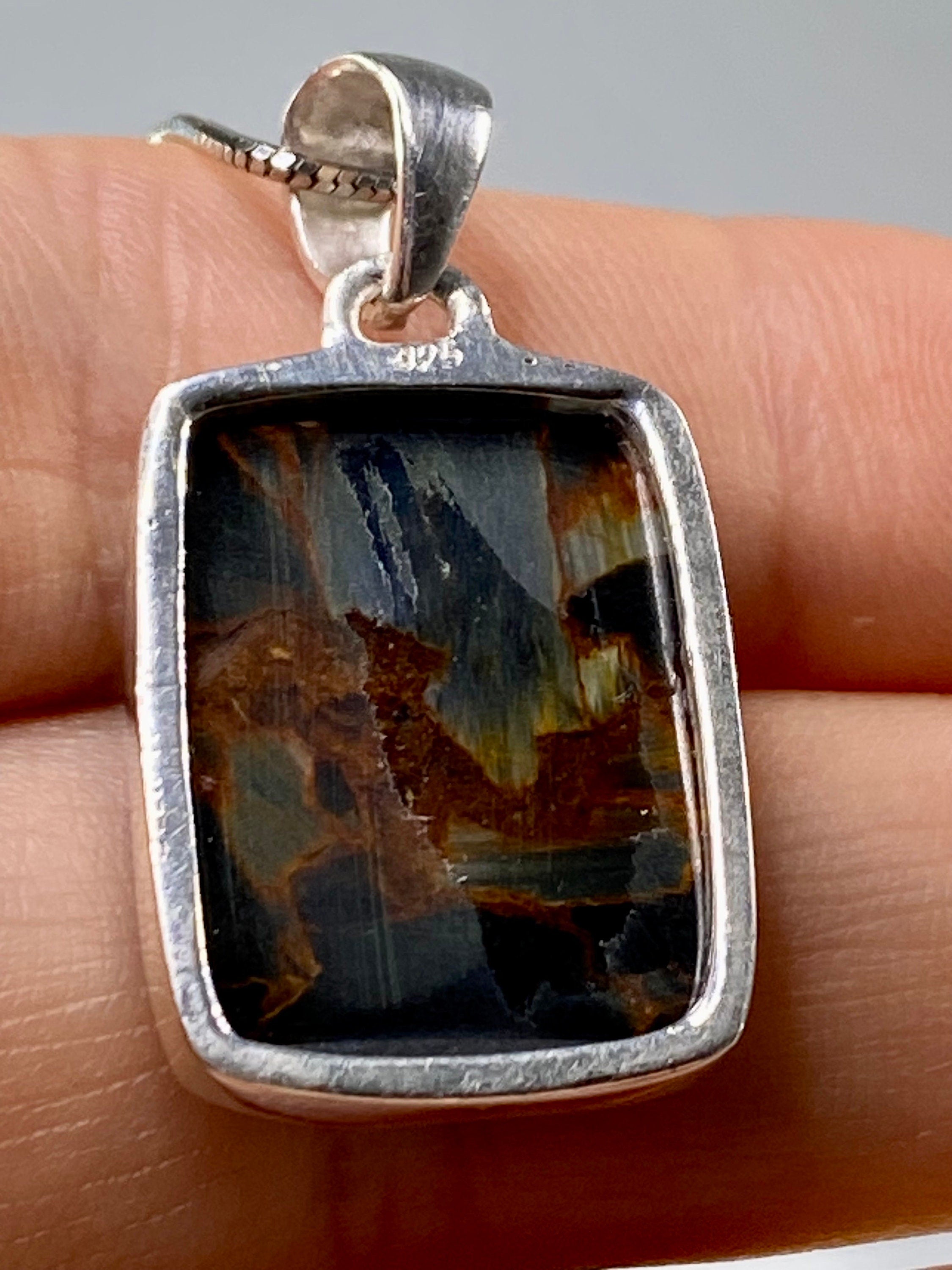 Natural Brown Pietersite 925 Silver Pendant (UV2108)