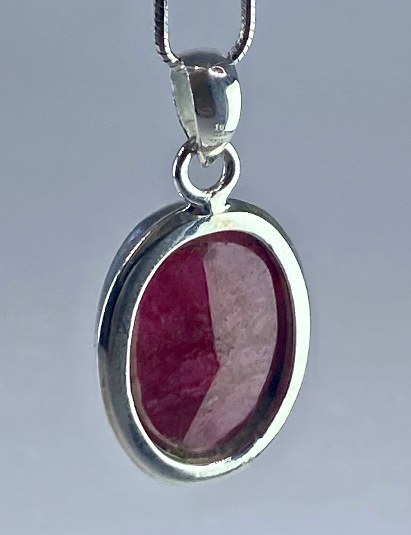 Raw Ruby and Silver Pendant (M)