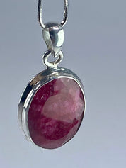 Raw Ruby and Silver Pendant (M)