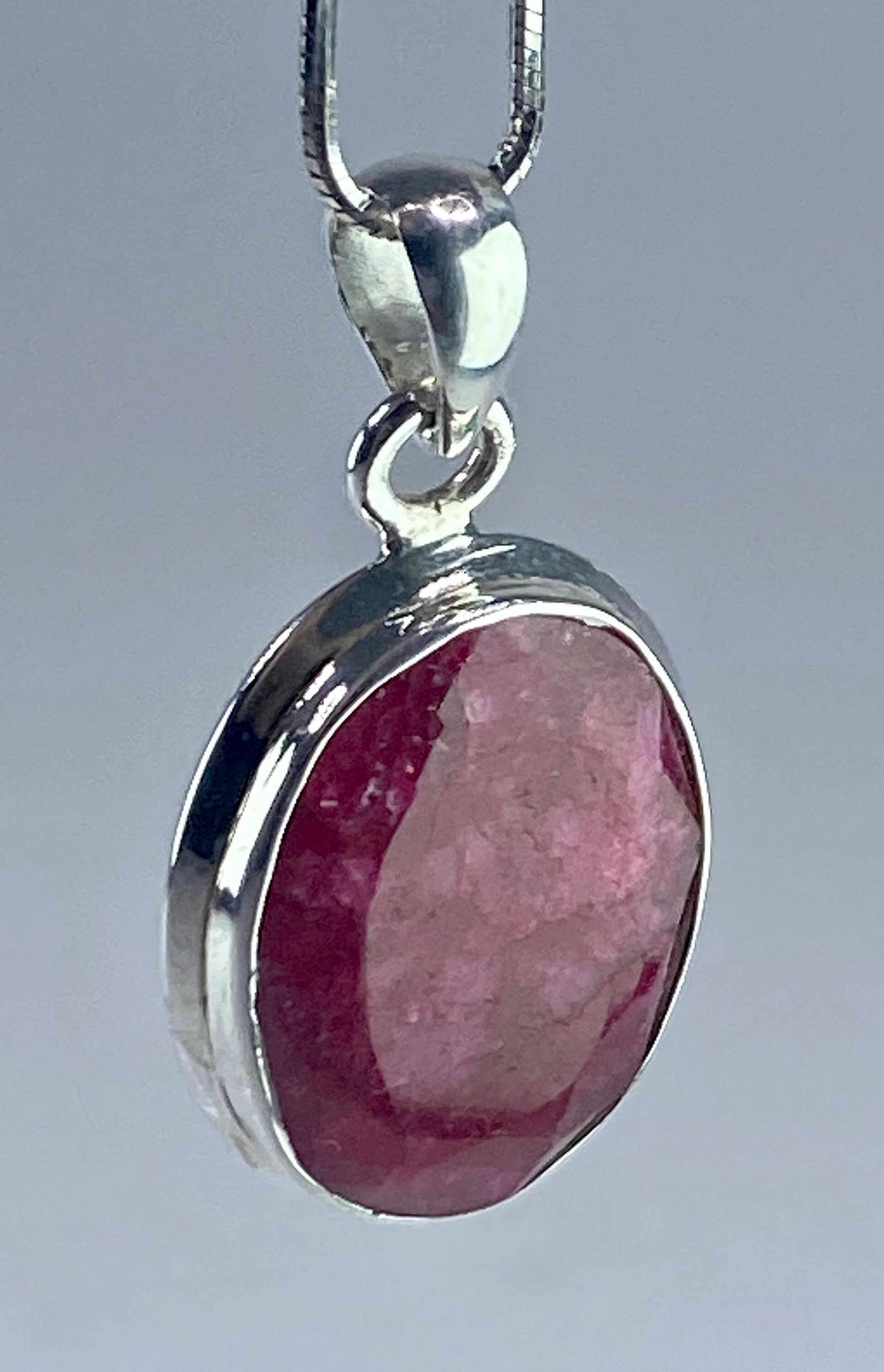 Raw Ruby and Silver Pendant (M)