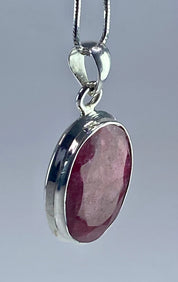 Raw Ruby and Silver Pendant (M)