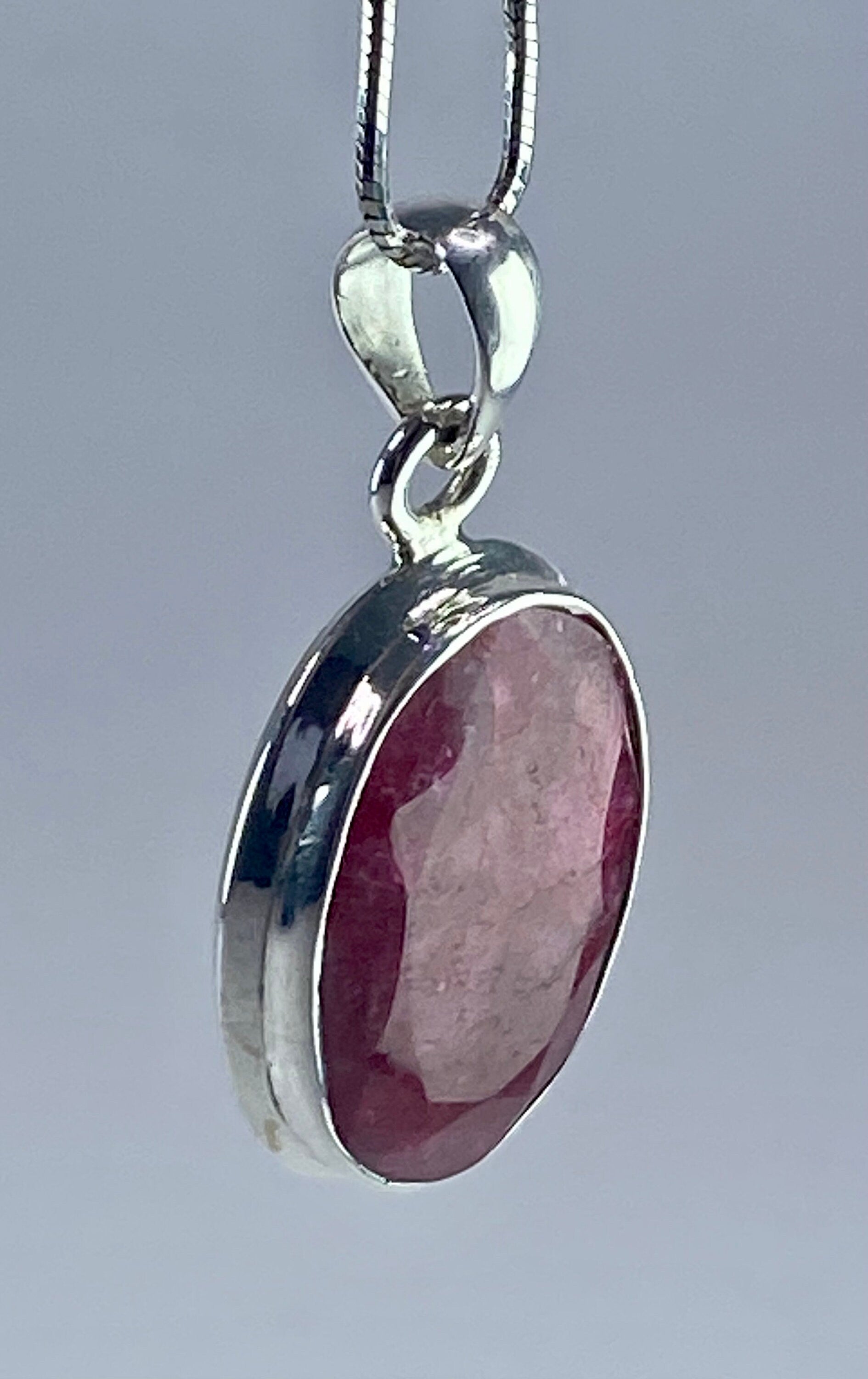 Raw Ruby and Silver Pendant (M)