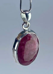 Raw Ruby and Silver Pendant (M)