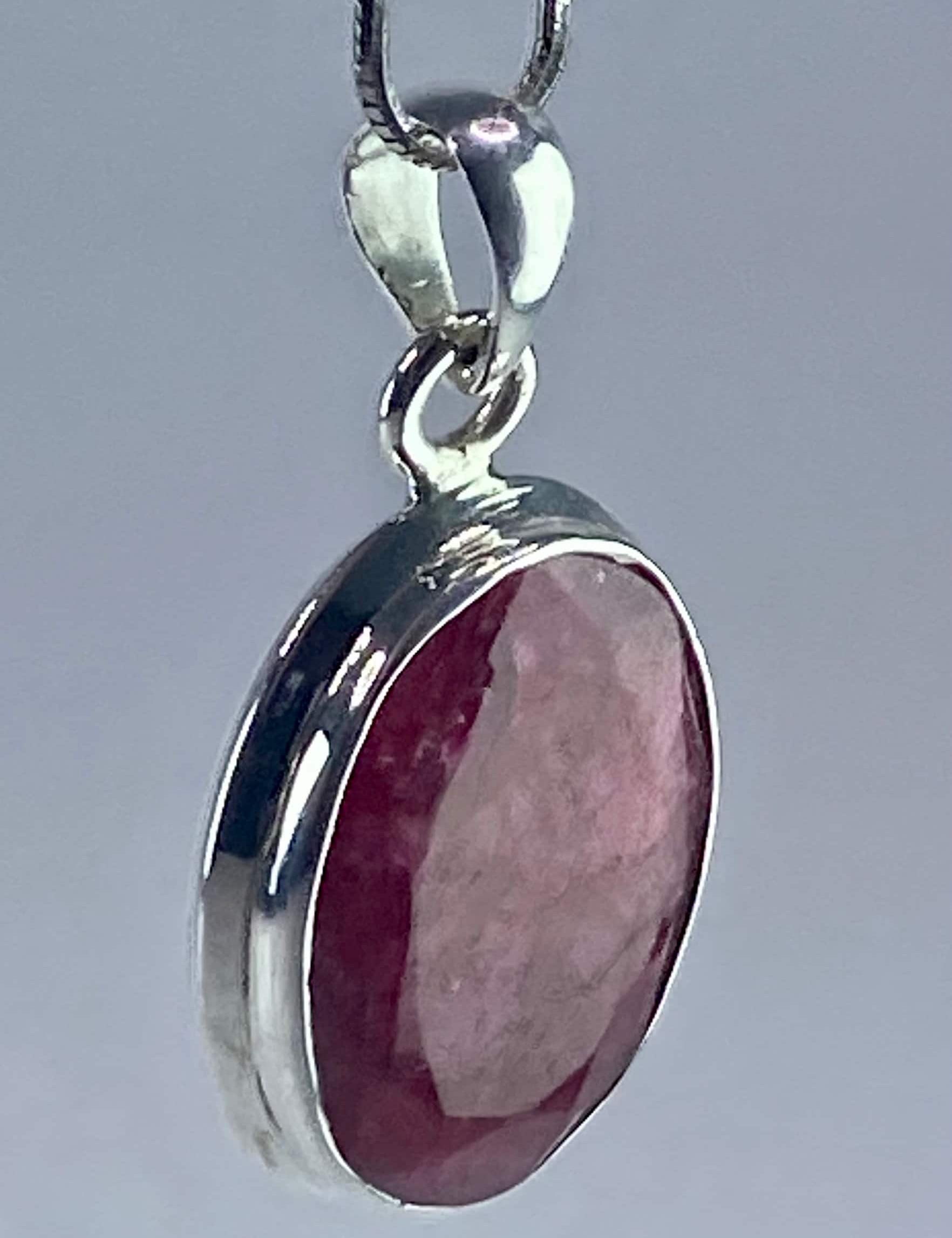 Raw Ruby and Silver Pendant (M)