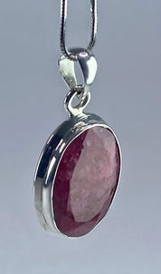 Raw Ruby and Silver Pendant (M)