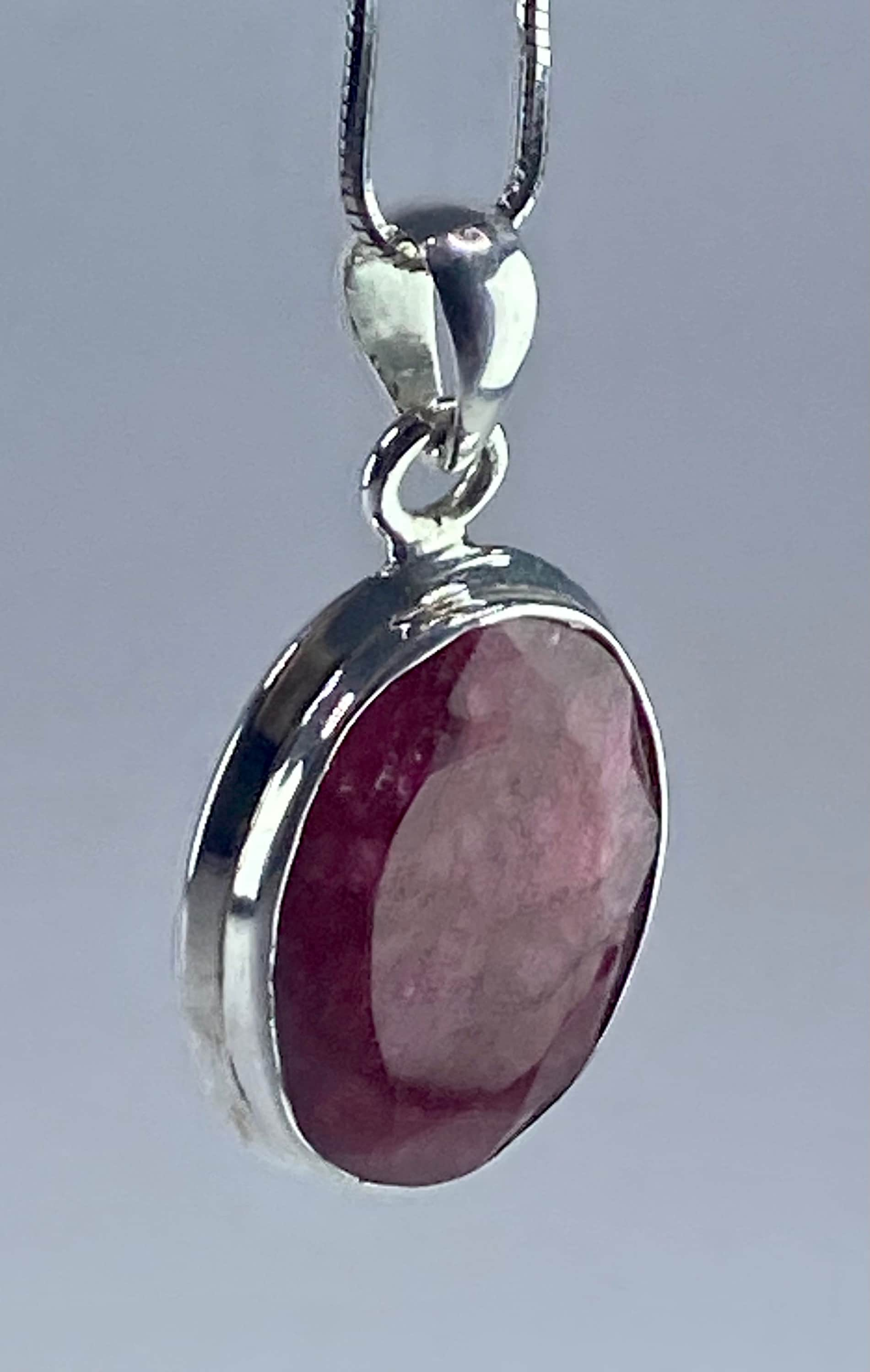 Raw Ruby and Silver Pendant (M)