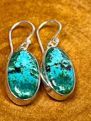 Natural Malachite in Chrysocolla Silver Earrings(UV768)