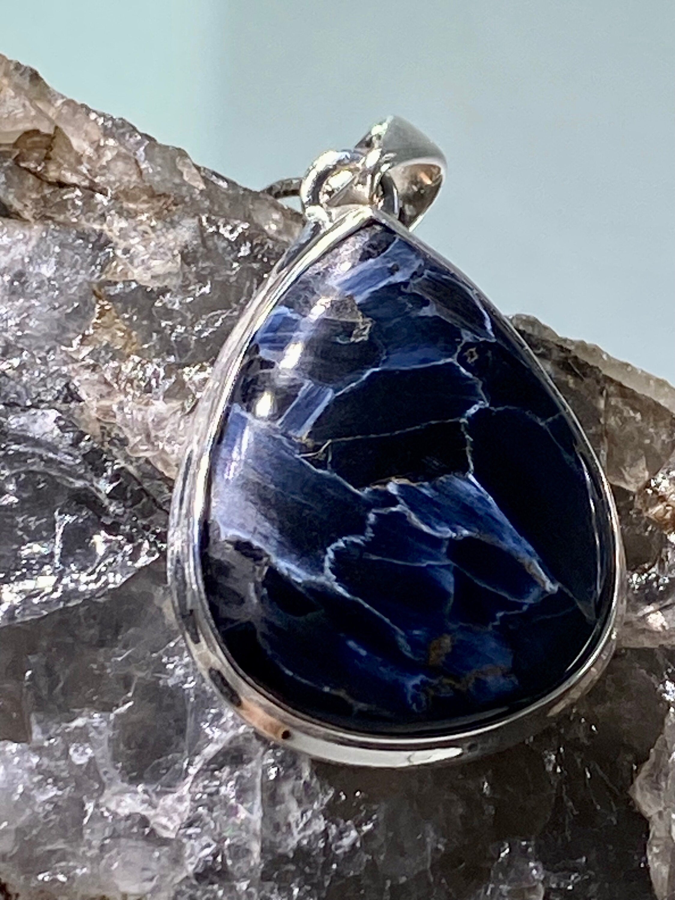 Natural Pietersite 925 Silver Pendant (UV)