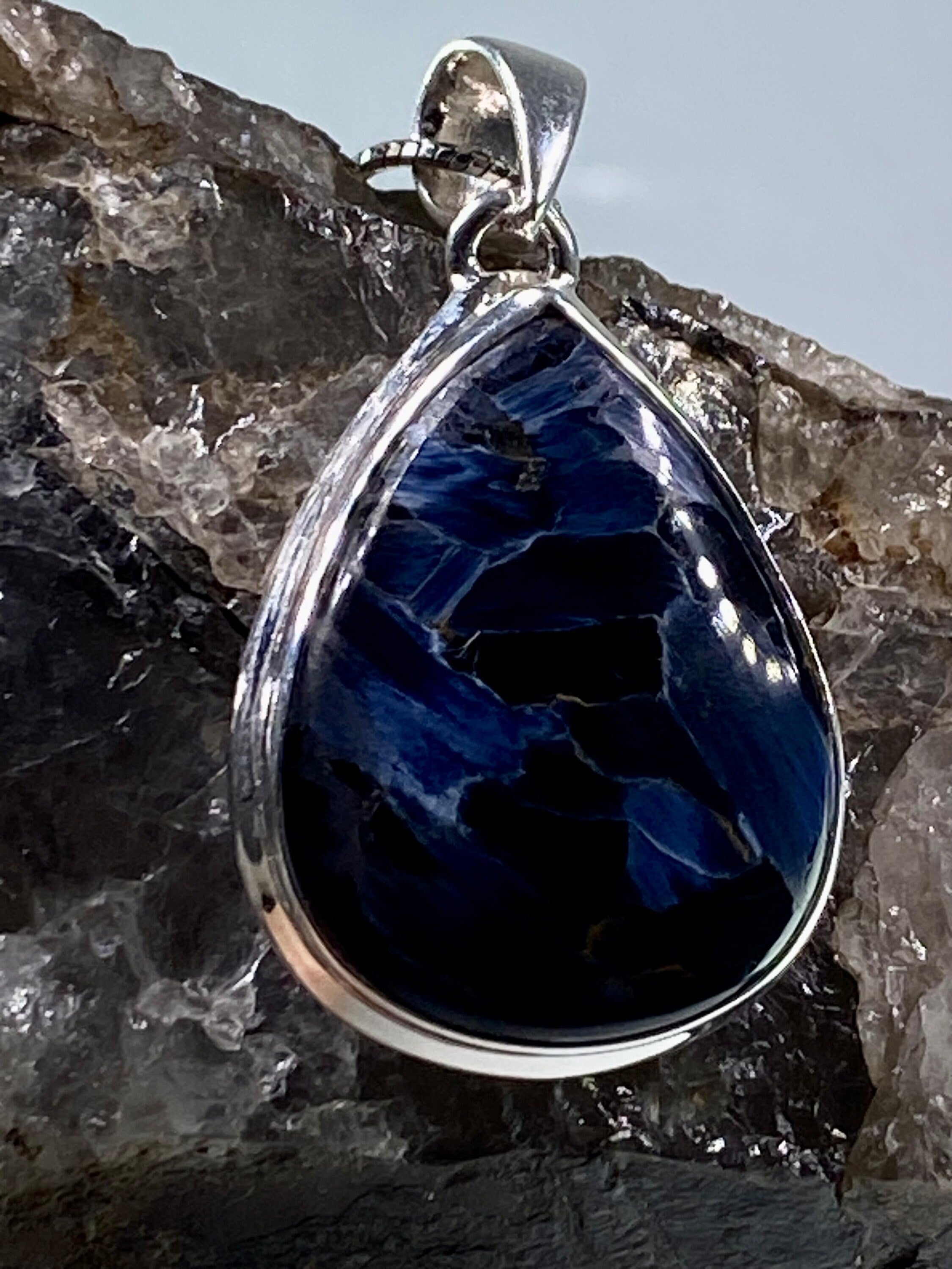 Natural Pietersite 925 Silver Pendant (UV)