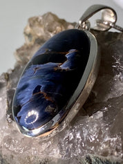 Natural Pietersite 925 Silver Pendant (UV)