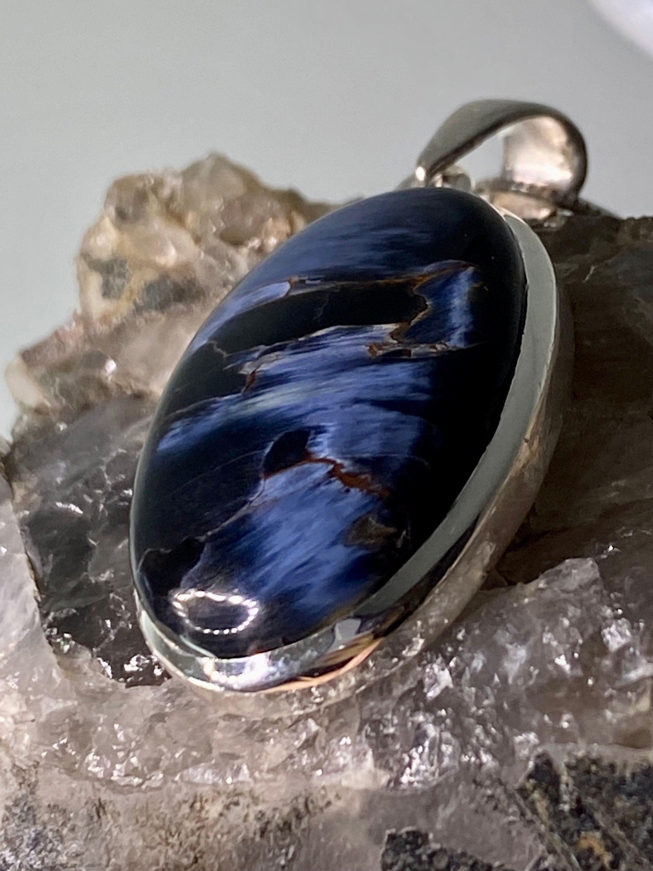 Natural Pietersite 925 Silver Pendant (UV)