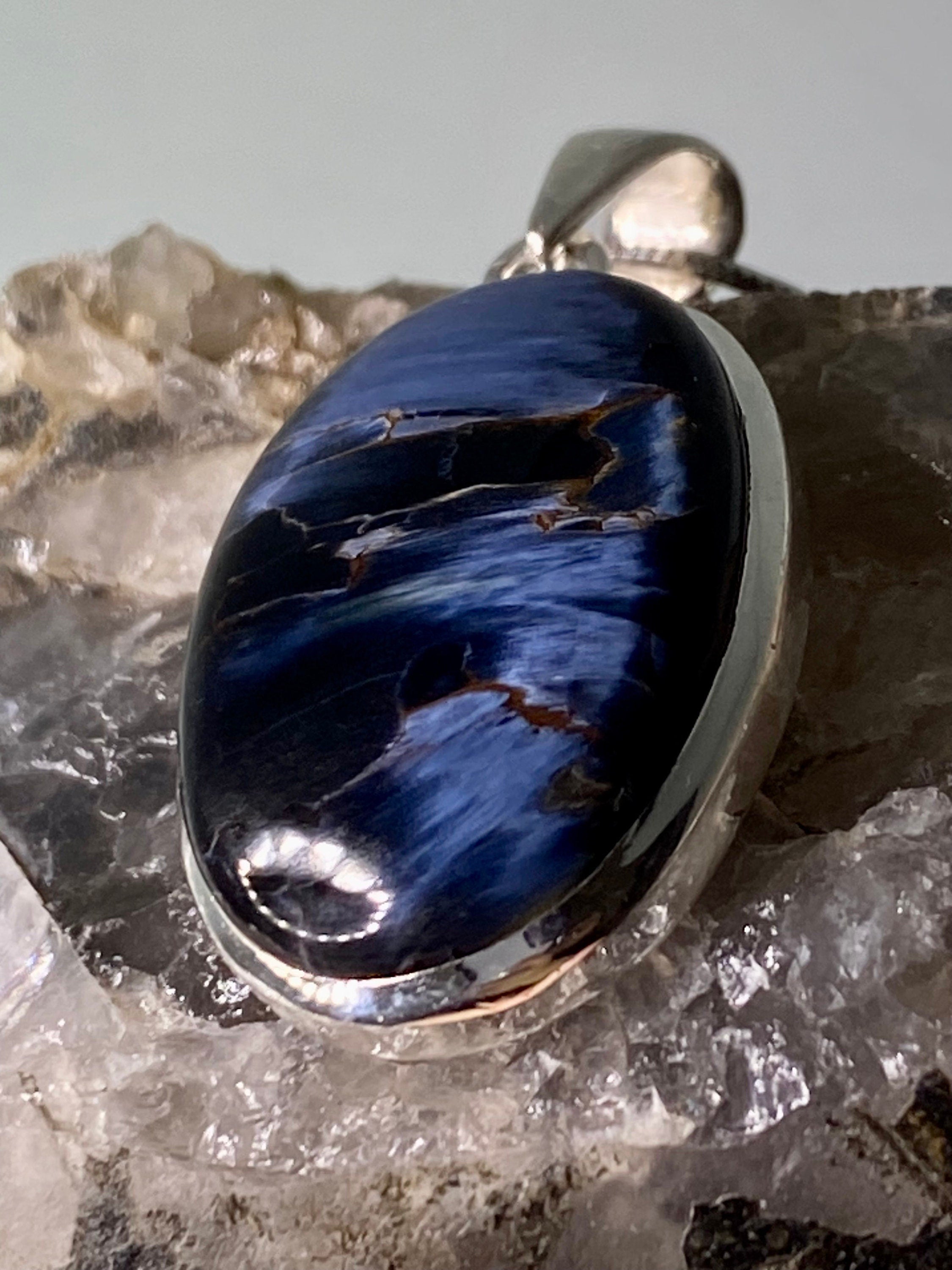 Natural Pietersite 925 Silver Pendant (UV)