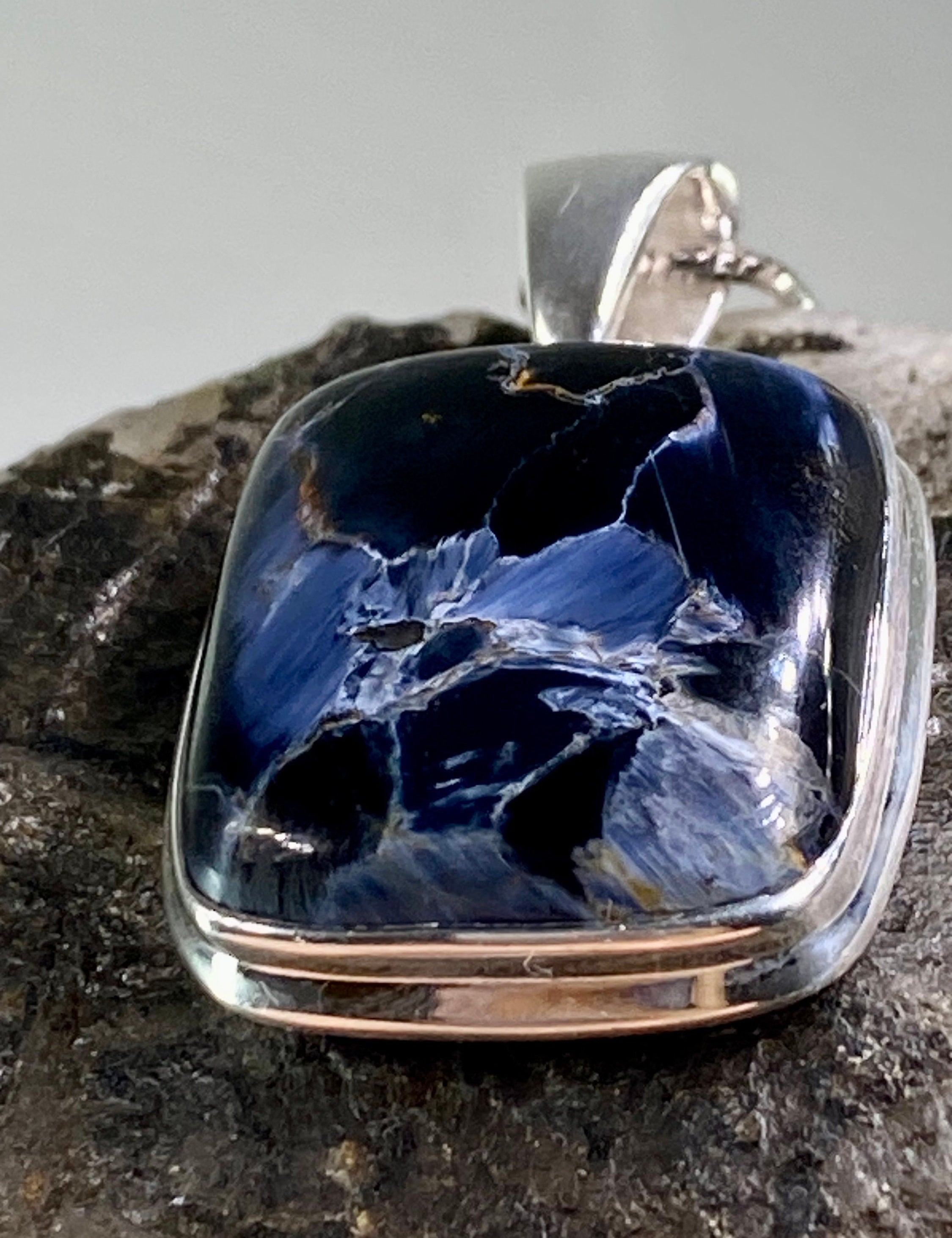 Natural Blue Pietersite 925 Silver Pendant (UV269)