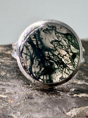 High Quality Moss Agate and Silver Ring (UV1275)