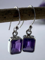 Purple Amethyst and Sterling Silver Drop Earrings (UV1585)