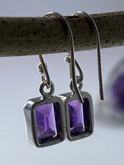 Purple Amethyst and Sterling Silver Drop Earrings (UV1585)