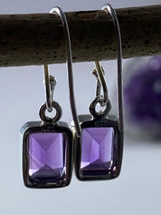 Purple Amethyst and Sterling Silver Drop Earrings (UV1585)