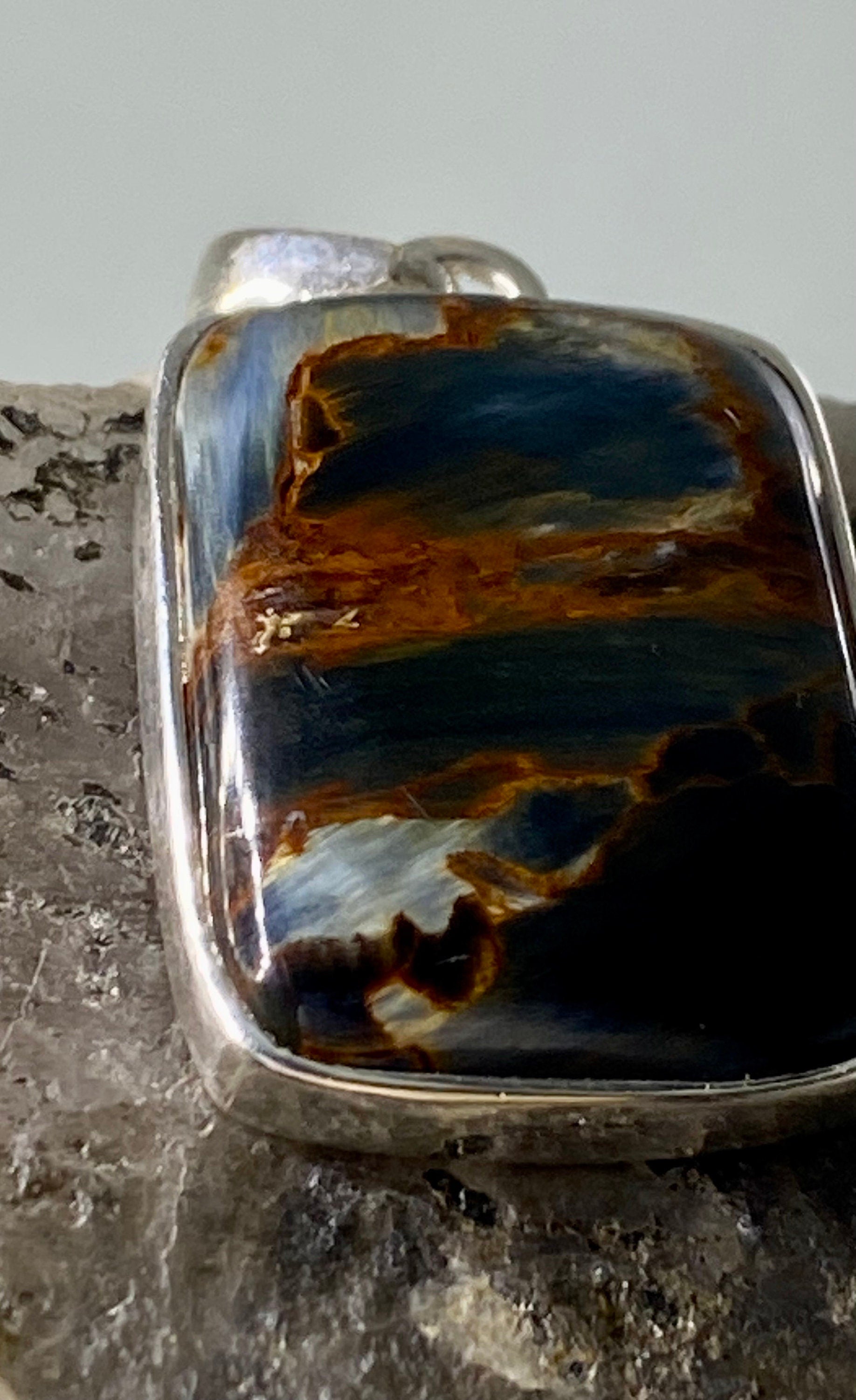 Natural Brown Pietersite 925 Silver Pendant (UV2108)