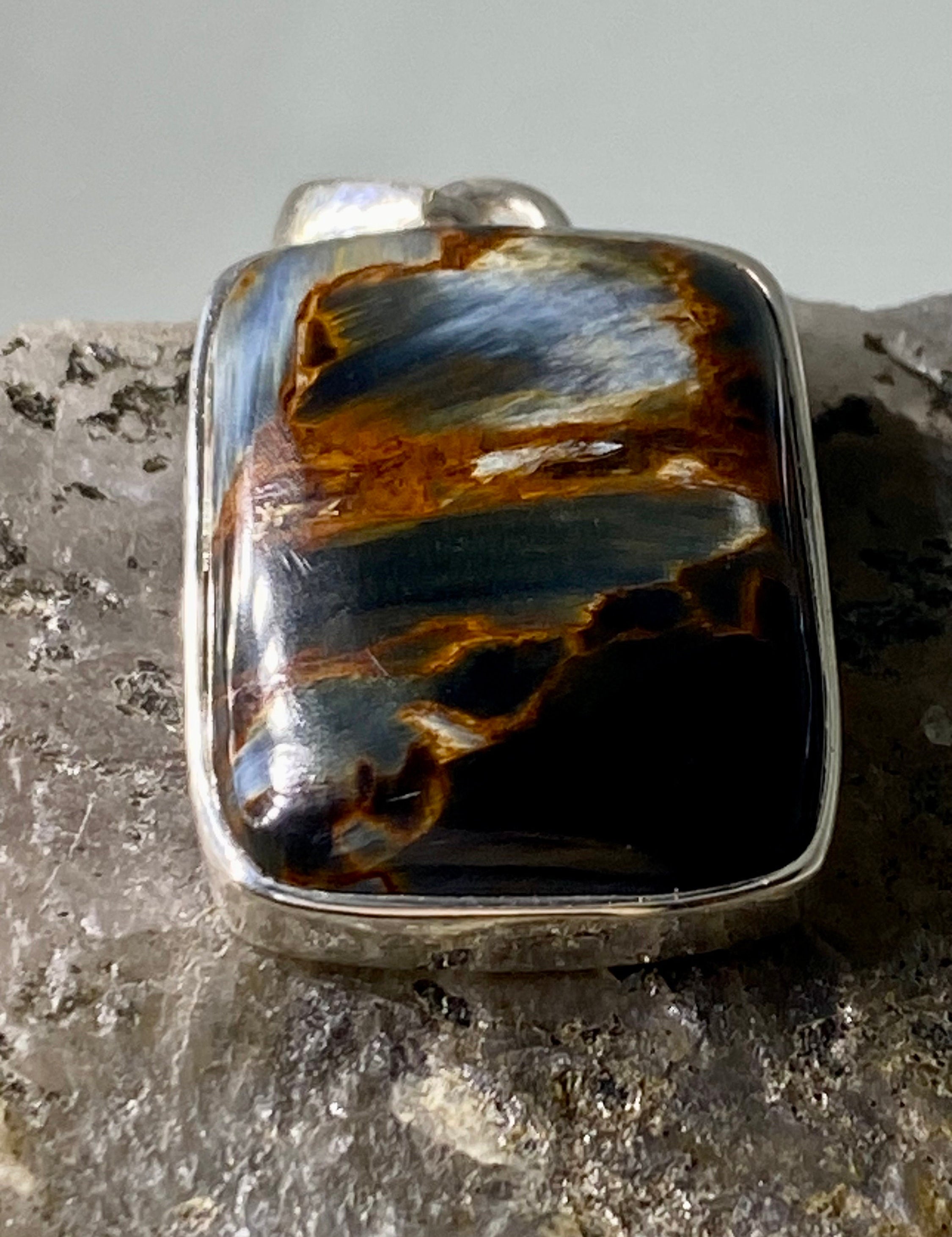 Natural Brown Pietersite 925 Silver Pendant (UV2108)