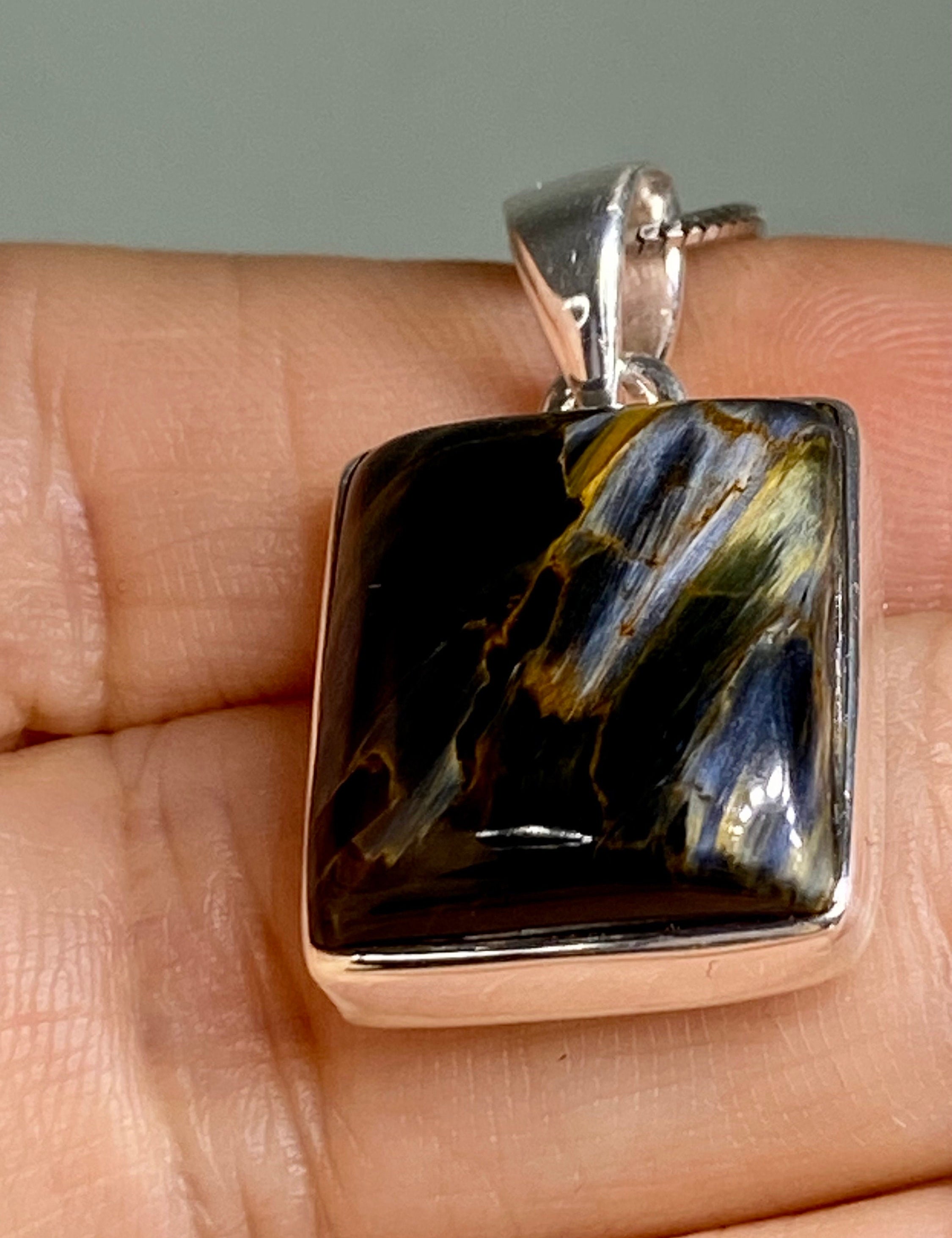 Natural Brown Pietersite 925 Silver Pendant (UV2078)