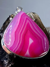 Pink Botswana Agate and Silver Pendant (UV1347)