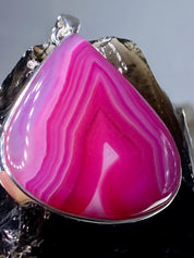 Pink Botswana Agate and Silver Pendant (UV1347)