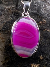 Pink Botswana Agate and Silver Pendant (UV1116)