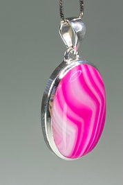 Pink Botswana Agate and Silver Pendant (UV1103)