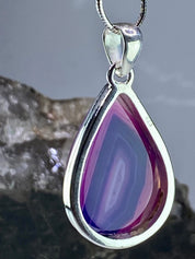 Purple Botswana Agate and Silver Pendant(UV1339)