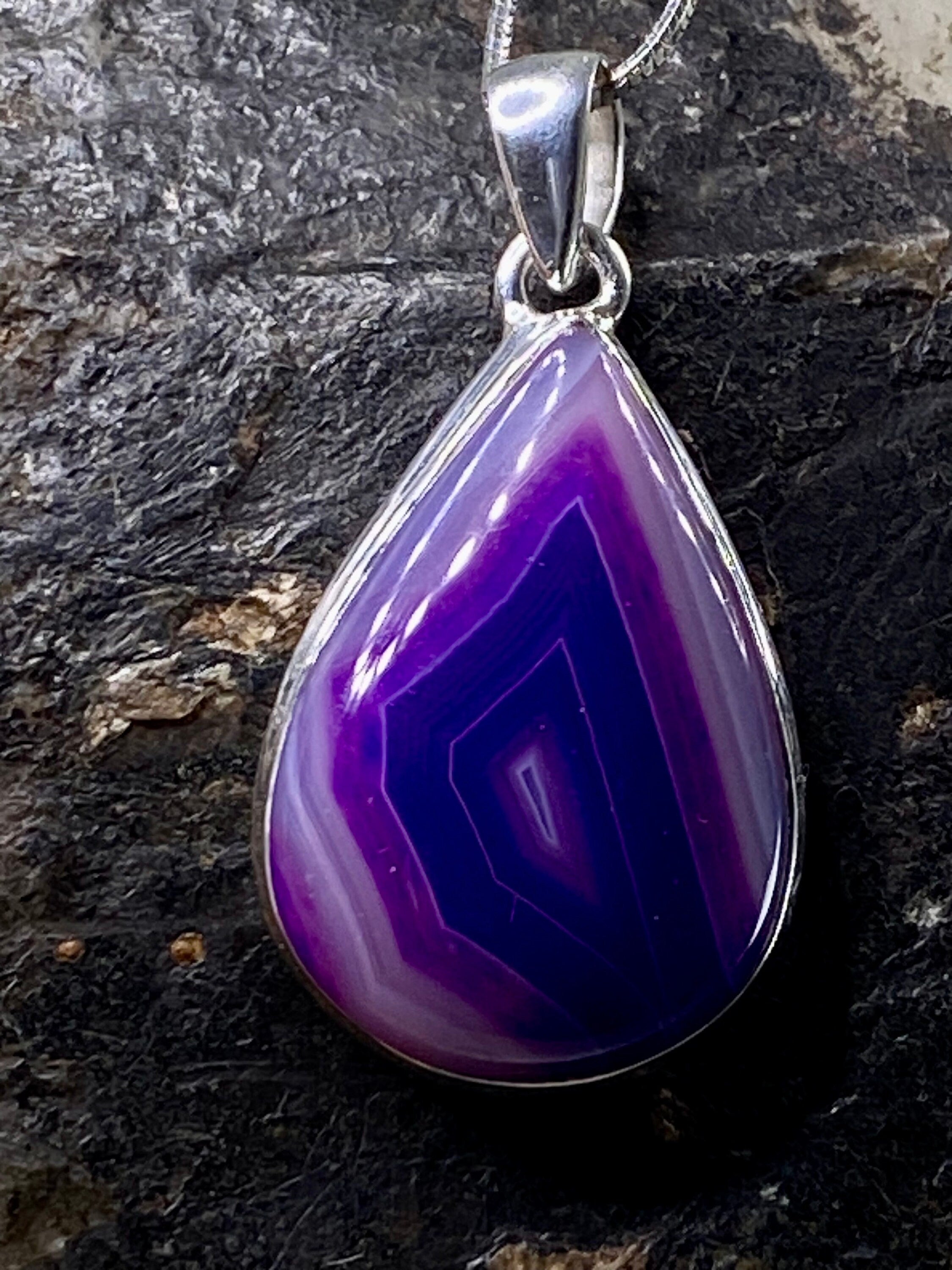 Purple Botswana Agate and Silver Pendant(UV1339)