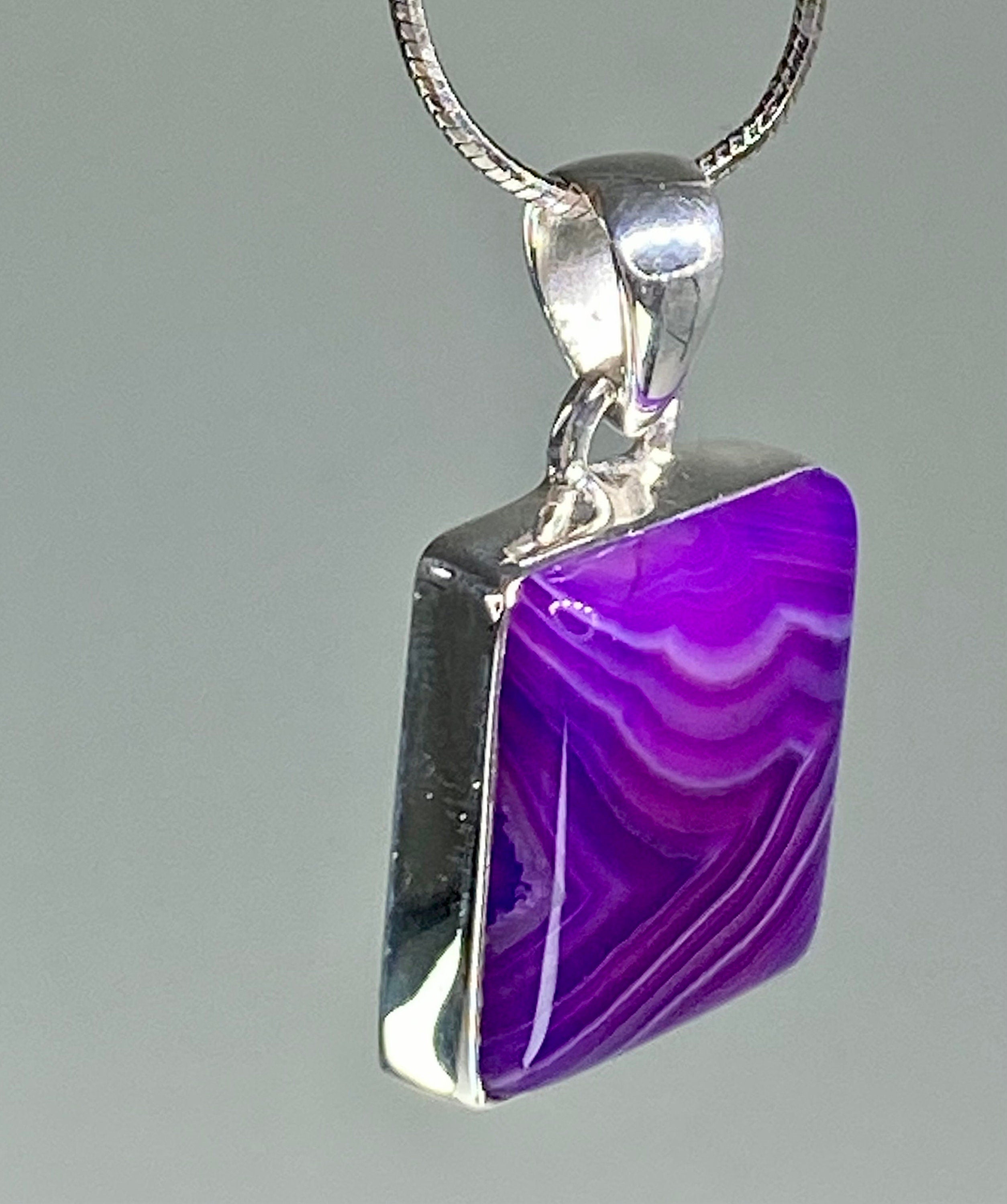 Purple Botswana Agate and Silver Pendant(UV1357)