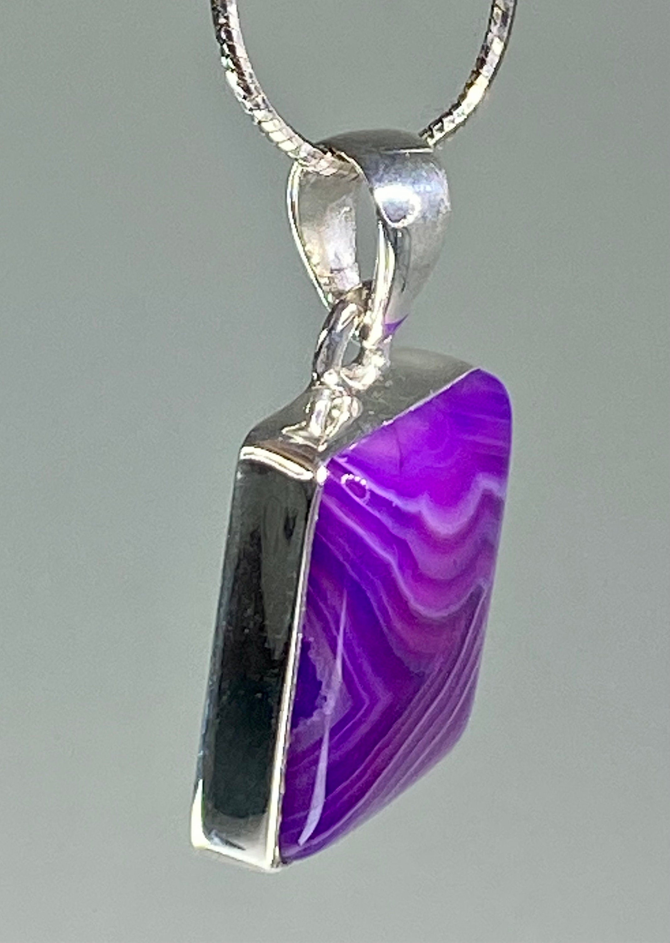 Purple Botswana Agate and Silver Pendant(UV1357)