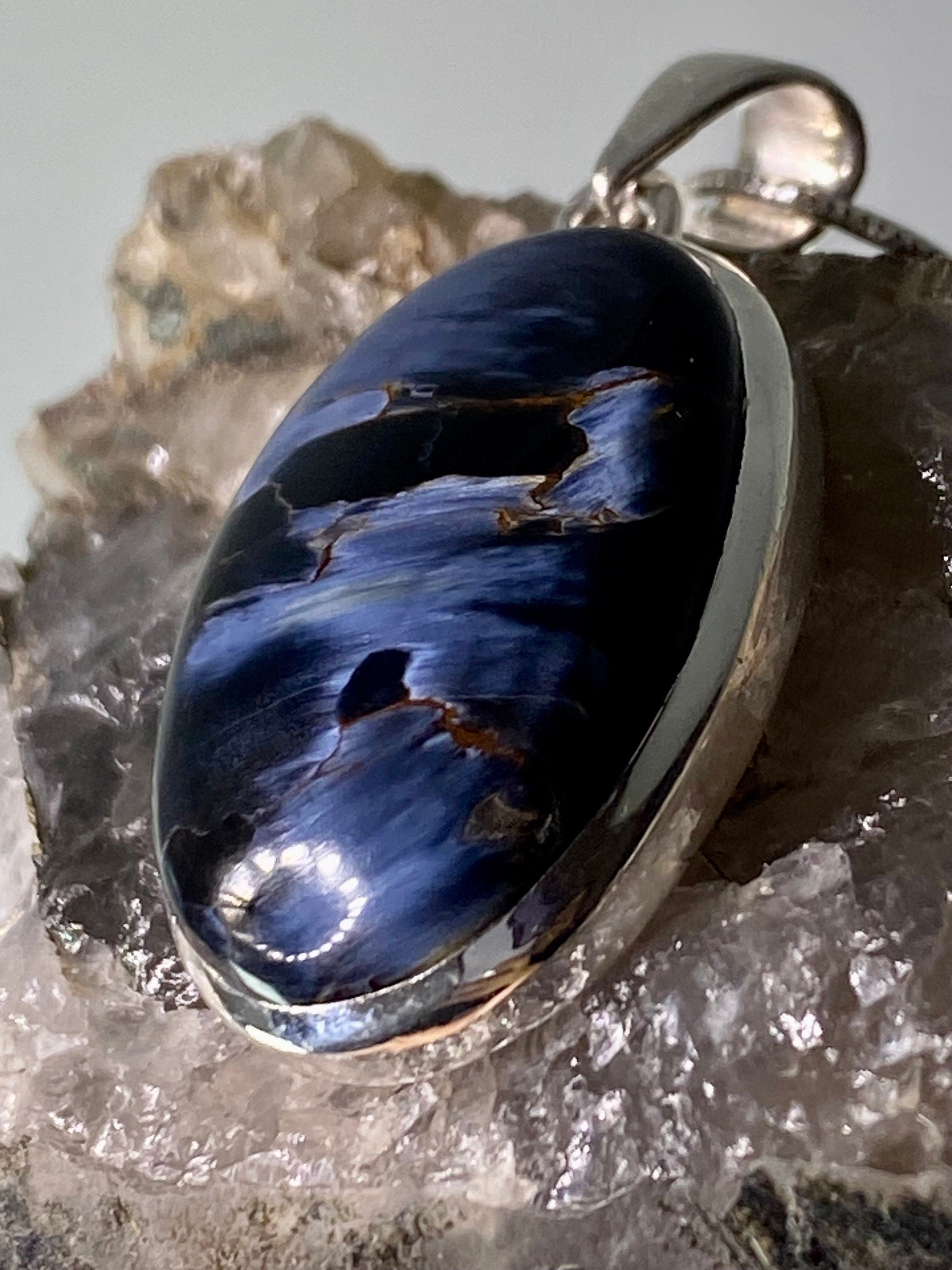 Natural Pietersite 925 Silver Pendant (UV)