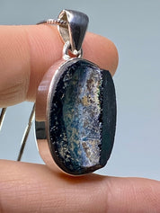 Oval Ancient Roman Glass Sterling Silver Pendant