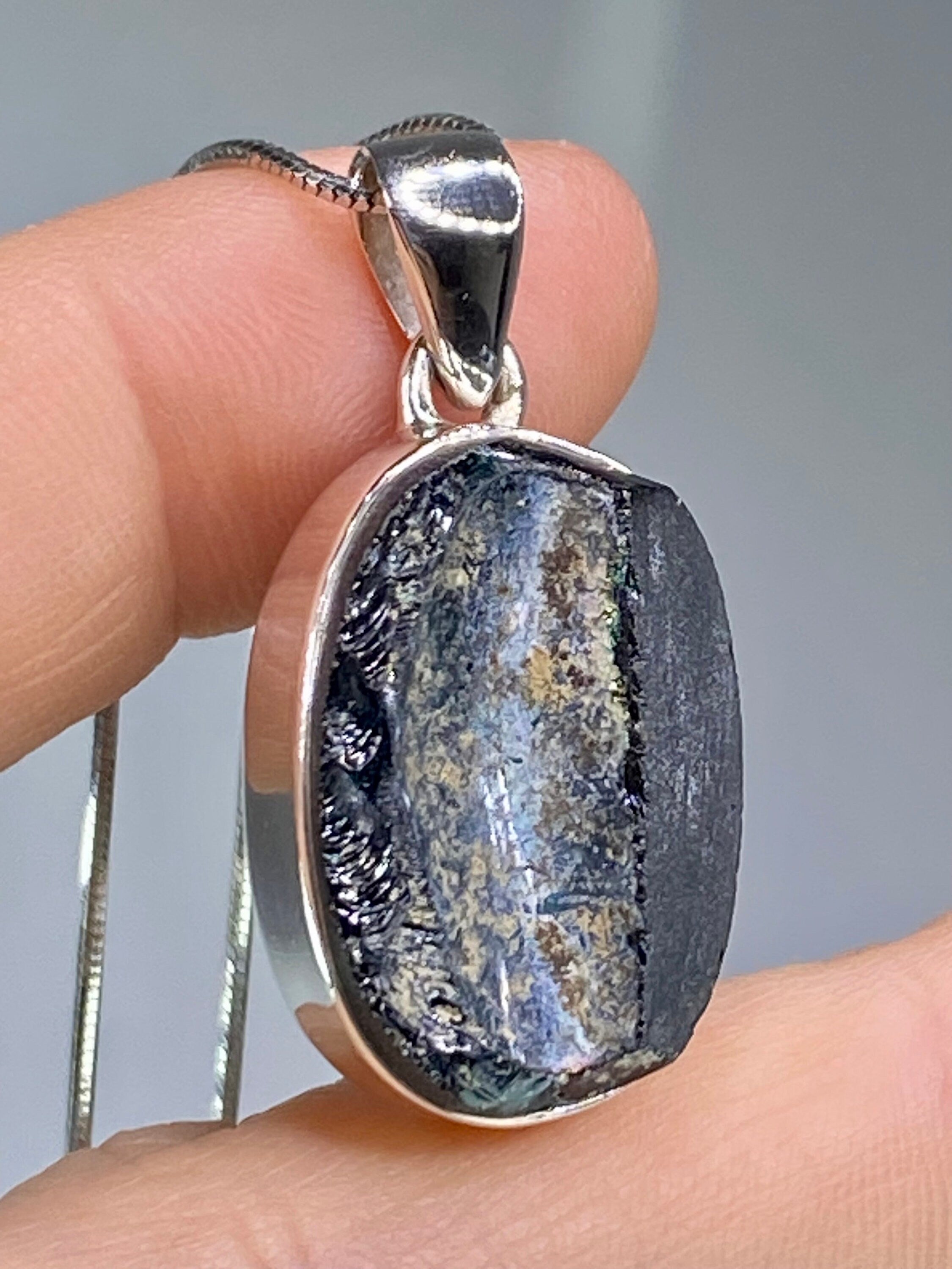 Ancient Roman Glass and Silver Pendant