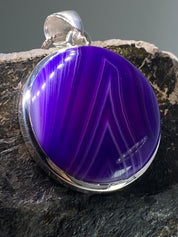 Purple Botswana Agate and Silver Pendant(UV1381)