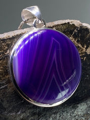 Purple Botswana Agate and Silver Pendant(UV1381)