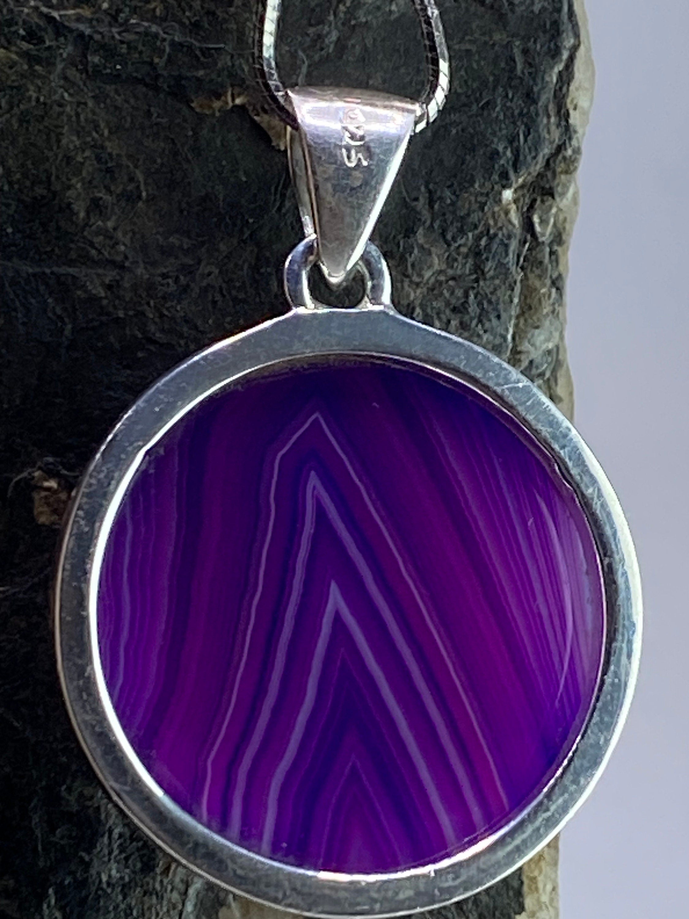 Purple Botswana Agate and Silver Pendant(UV1381)