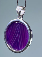 Purple Botswana Agate and Silver Pendant(UV1381)