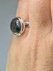 High Quality Moss Agate and Silver Ring (UV1275)