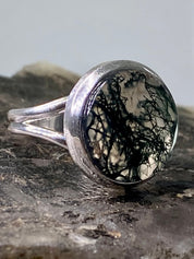 High Quality Moss Agate and Silver Ring (UV1275)