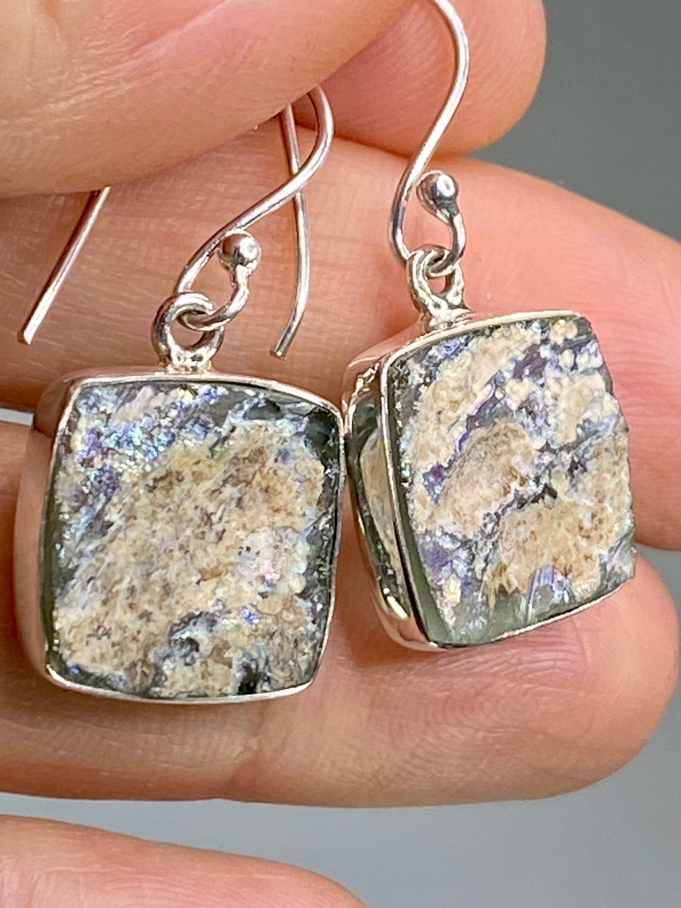 Ancient Roman Glass and Silver Earrings (UV2)