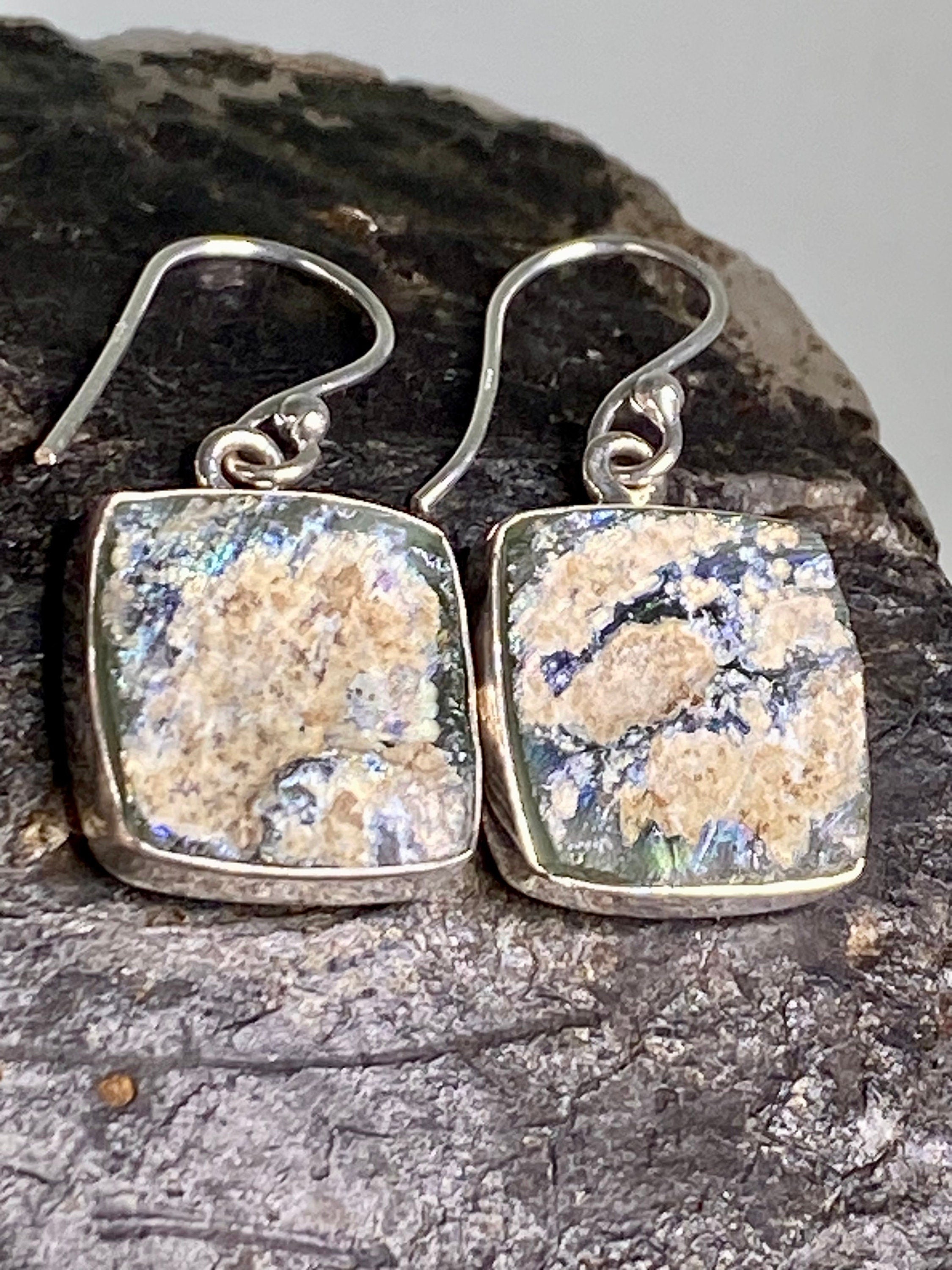 Ancient Roman Glass and Silver Earrings (UV2)