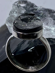 Shungite Sterling Silver Ring: Karelian Stone, Size 8
