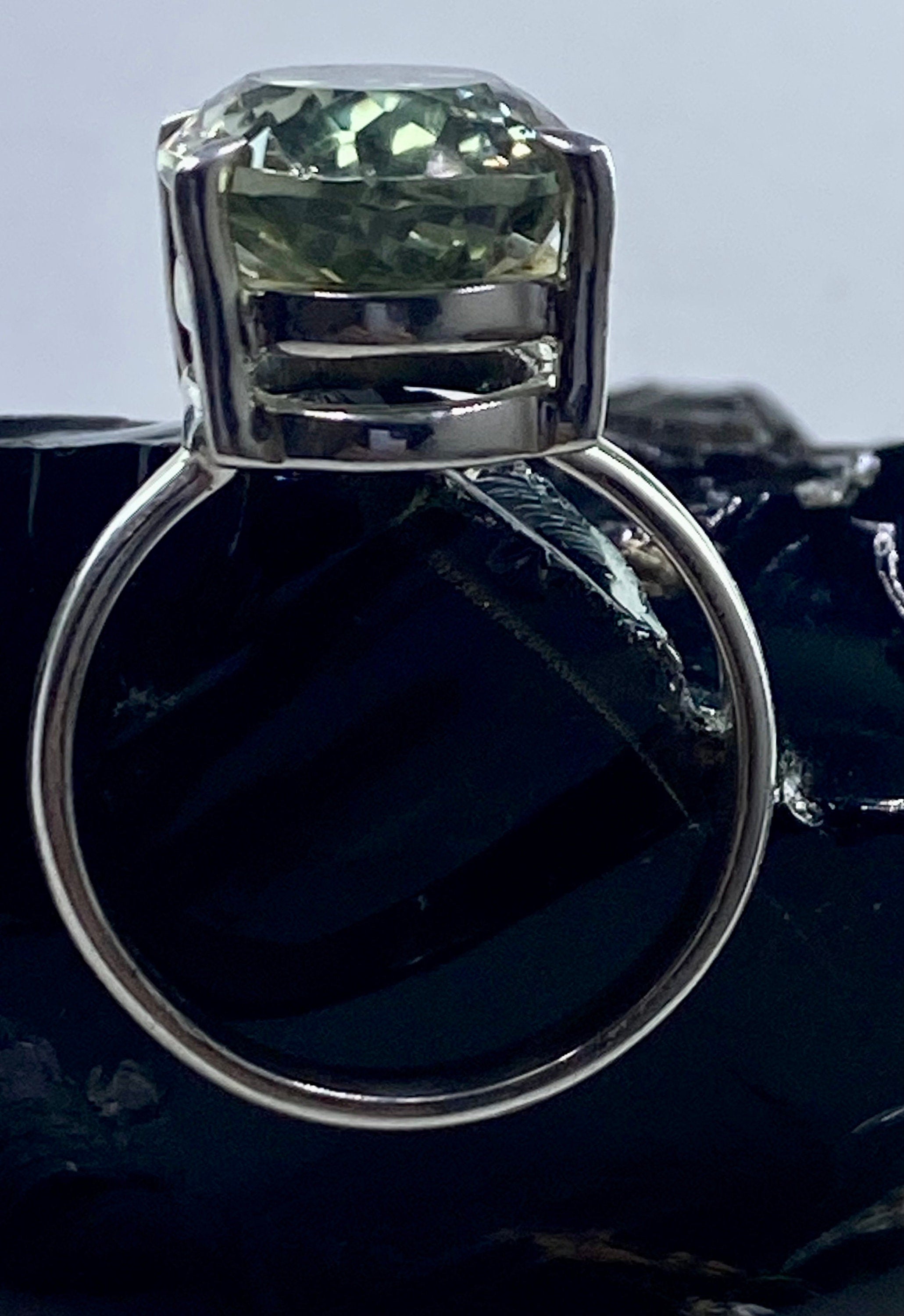 Green Amethyst (Prasiolite) and Silver Ring