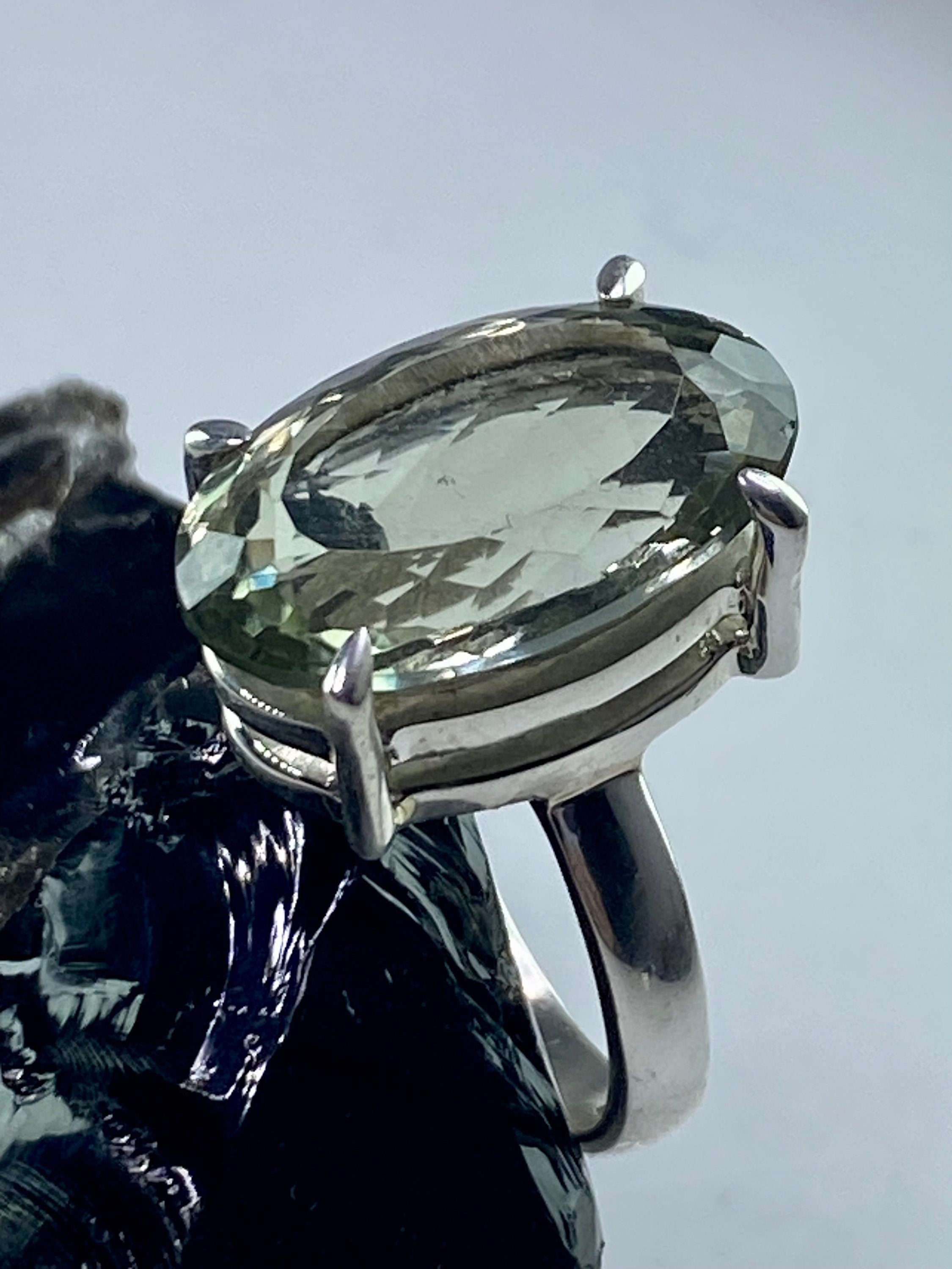 Green Amethyst (Prasiolite) and Silver Ring