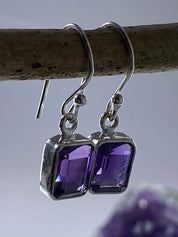 Purple Amethyst and Sterling Silver Drop Earrings (UV1585)