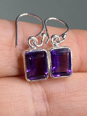 Purple Amethyst and Sterling Silver Drop Earrings (UV1585)